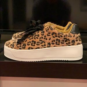 Cheetah print platform sneakers